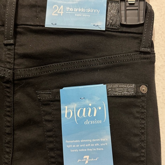 NWT 7 for All Mankind b(air) denim - the ankle skinny size 24. (SlitHoles/black) - Picture 7 of 8